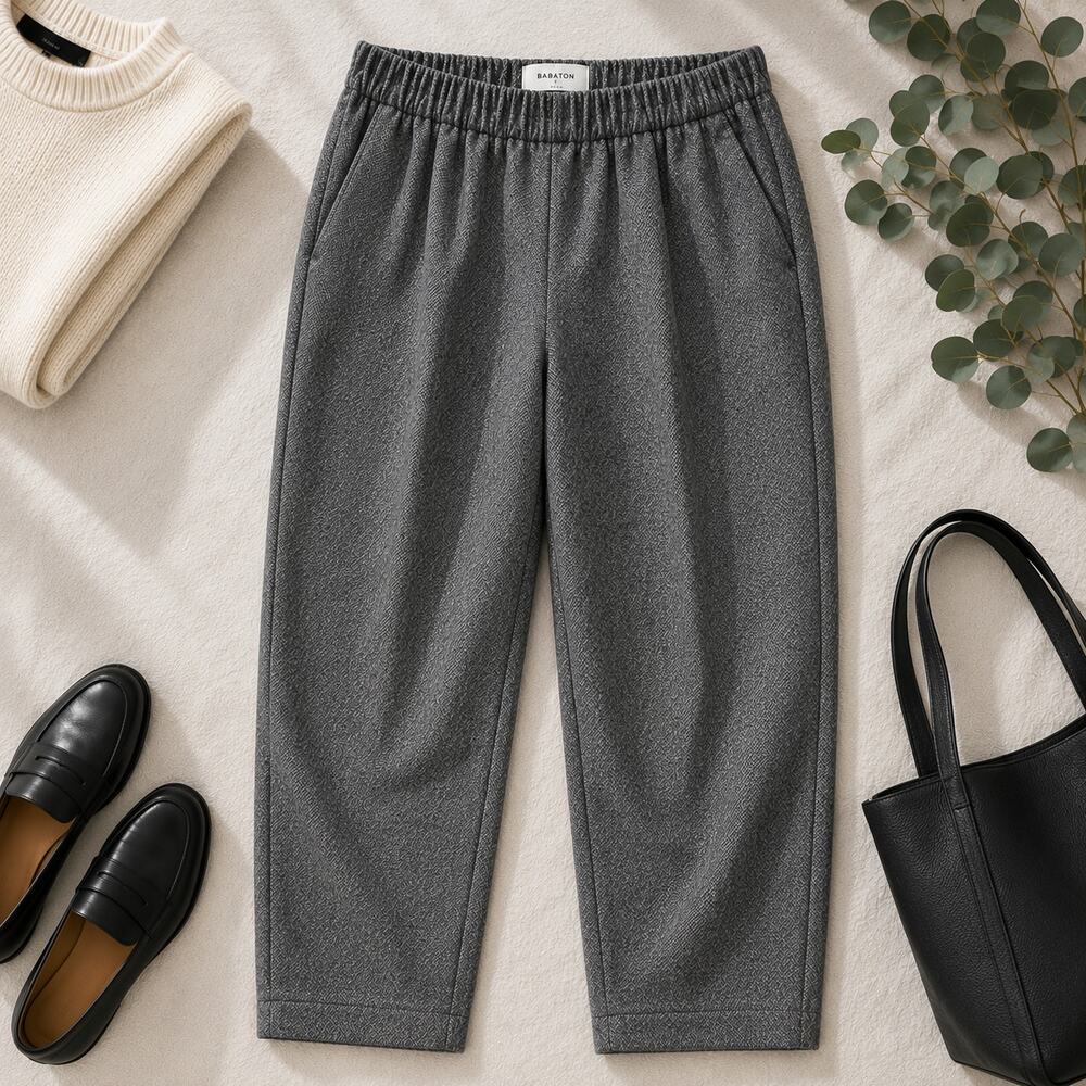 Aritzia Babaton Dexter Wool Silk Jogger Pants Gray Size L Cropped